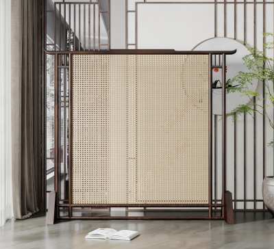 新中式藤编屏风3D模型下载